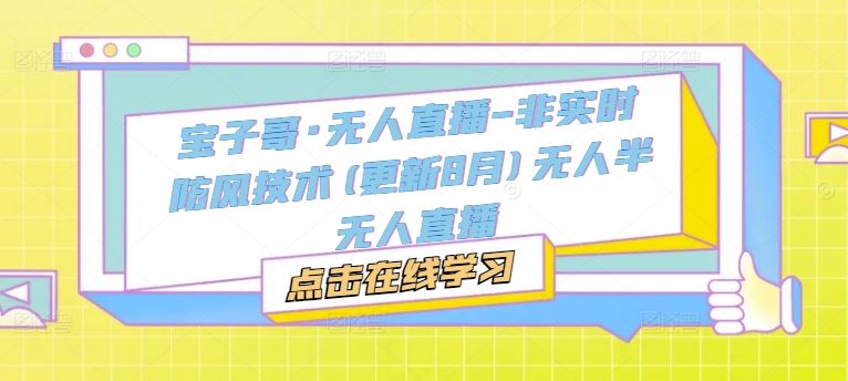 宝子哥·无人直播-非实时防风技术(更新8月)无人半无人直播-硕飞聊项目