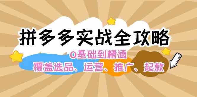 拼多多实战全攻略：0基础到精通，覆盖选品、运营、推广、起款-硕飞聊项目