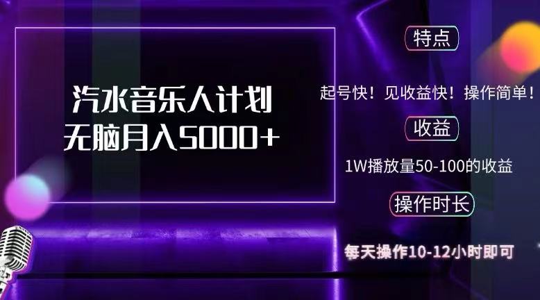 （12429期）抖音汽水音乐人计划无脑月入5000+-硕飞聊项目