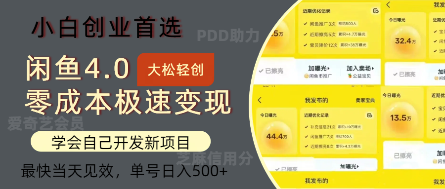 （12434期）闲鱼0成本极速变现项目，多种变现方式 单号日入500+最新玩法-硕飞聊项目