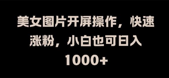 美女图片开屏操作，快速涨粉，小白也可日入1k【揭秘】-硕飞聊项目