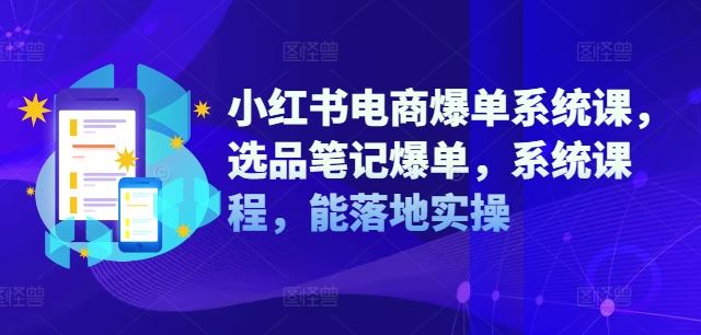 小红书电商爆单系统课，选品笔记爆单，系统课程，能落地实操-硕飞聊项目
