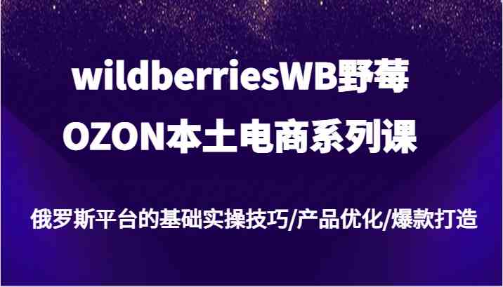 wildberriesWB野莓/OZON本土电商系列课，俄罗斯平台的基础实操技巧/产品优化/爆款打造-硕飞聊项目