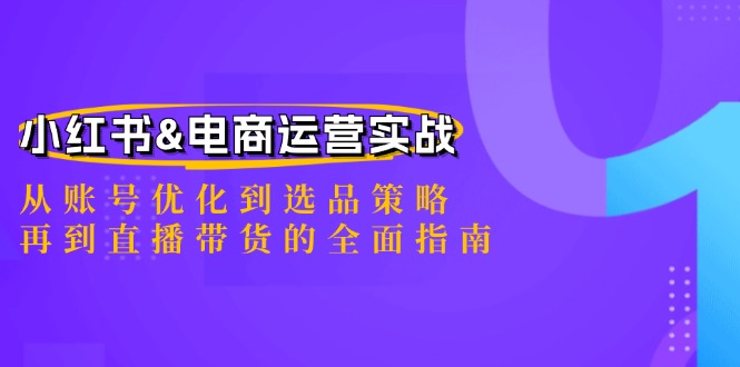 小红书&电商运营实战：从账号优化到选品策略，再到直播带货的全面指南-硕飞聊项目