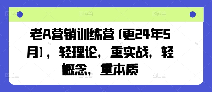老A营销训练营(更24年9月)，轻理论，重实战，轻概念，重本质-硕飞聊项目