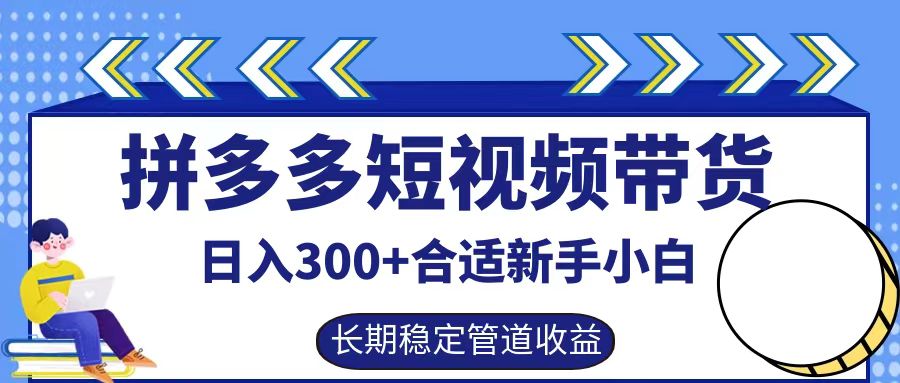 拼多多短视频带货日入300+，实操账户展示看就能学会-硕飞聊项目