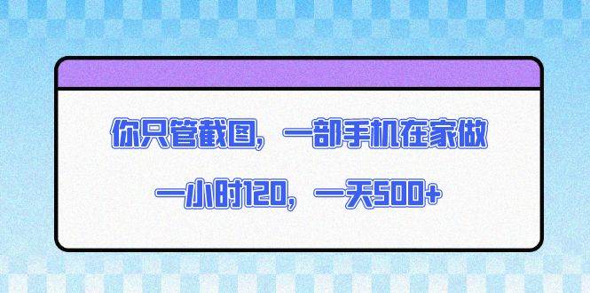 （13785期）你只管截图，一部手机在家做，一小时120，一天500+-硕飞聊项目