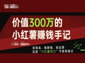 价值300万的小红书赚钱手记,变现高、链路短、轻运营,这波“小红薯风口”不能再错过-硕飞聊项目