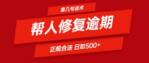 靠几句话术帮人解决逾期日入500+ 看一遍就会 正规合法-硕飞聊项目