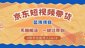 京东短视频带货 2025新风口 批量搬运 单号月入过万 上不封顶-硕飞聊项目